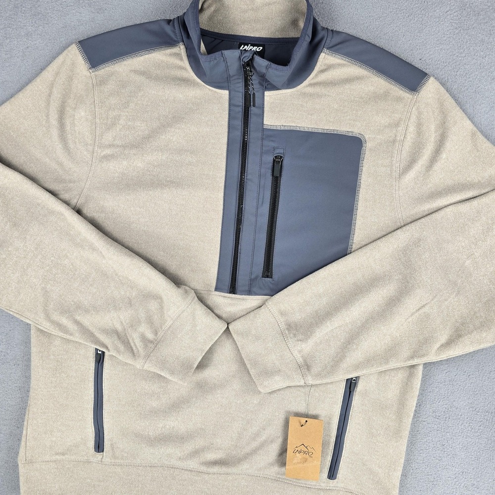 Unipro Trek Sweater Mens XL Grey Mauve Heather Half Zip QwickDry Pullover‎